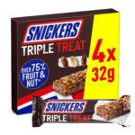 Snickers Triple Treat Fruit Nut & Chocolate Bar 4X32g