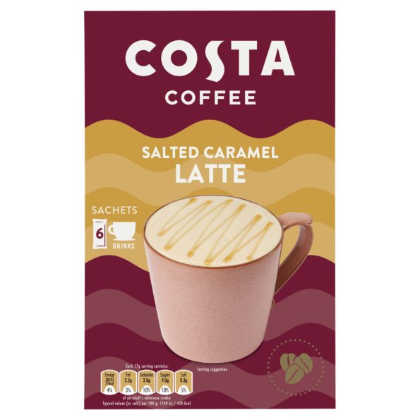 Costa Salted Caramel Latte Coffee 6X17g