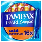 Tampax Pearl Compak Super Plus Tampons With Applicator 16 Pack