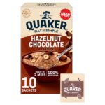 Quaker Hazelnut Chocolate Porridge Sachets Oat So Simple 10x36g