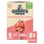 Quaker High Protein Strawberries & Cream Porridge Sachets Oat So Simple 8x42g